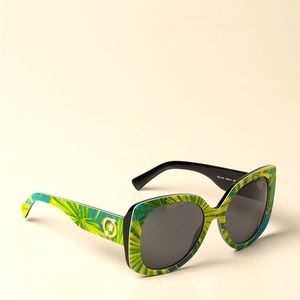 Versace Women's Print Palms/Dark Grey Square Shape 56mm